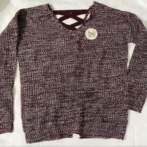 SO Women’s Knit Lace Up Back Long Sleeve Sweater